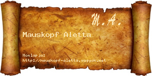Mauskopf Aletta névjegykártya